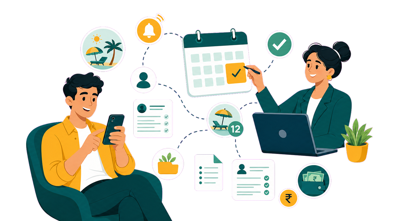 RollPay leave management and employee self service illustration